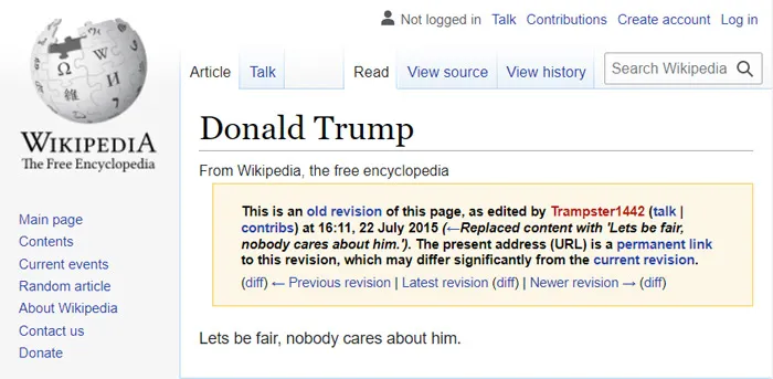 Deleting Trump