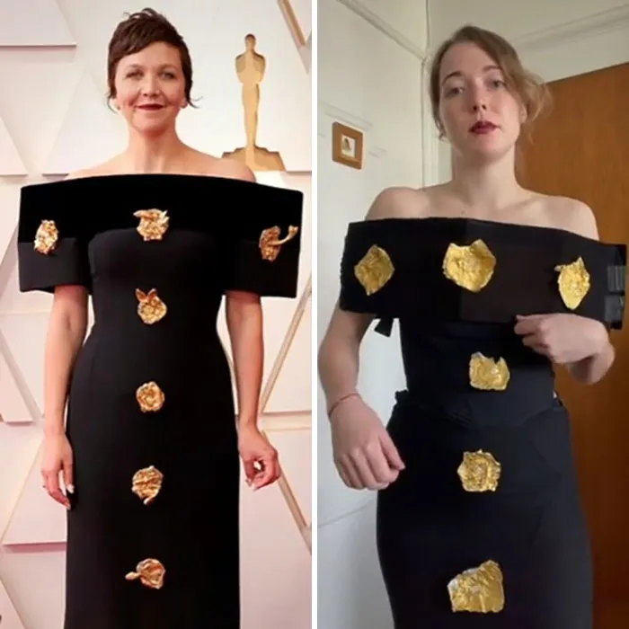 Esta mujer usa artículos cotidianos para recrear los atuendos de las celebridades y los resultados son súper divertidos