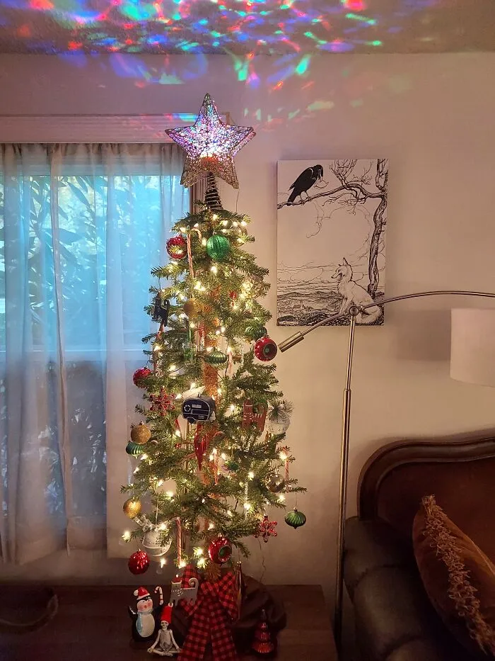 Decided To Get An Easy Set Up Fake Tree....this Is The First Of Many Years With Her