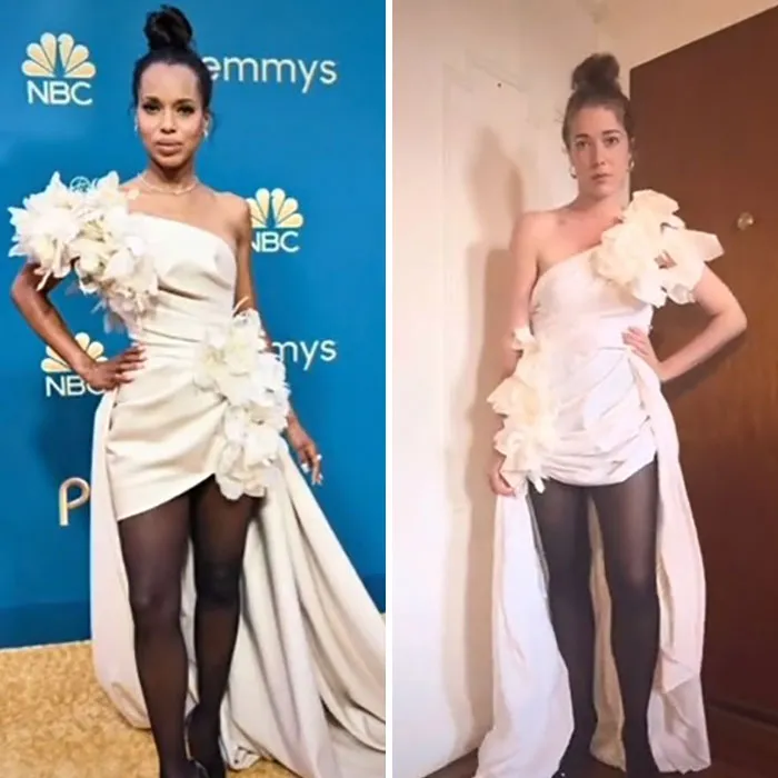 Esta mujer usa artículos cotidianos para recrear los atuendos de las celebridades y los resultados son súper divertidos