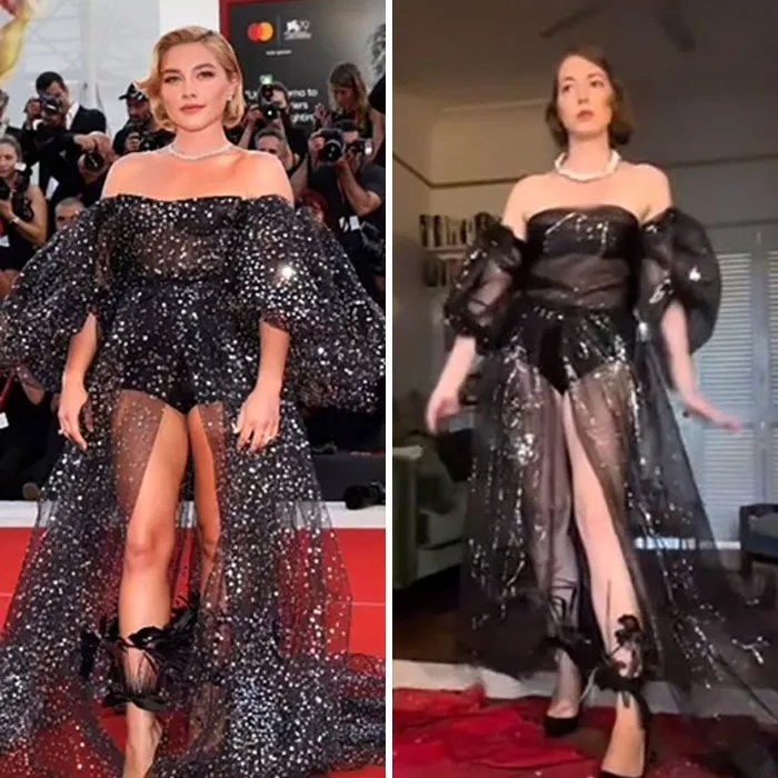 Esta mujer usa artículos cotidianos para recrear los atuendos de las celebridades y los resultados son súper divertidos