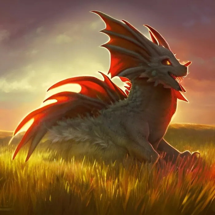Fluffy Dragon In A Meadow!