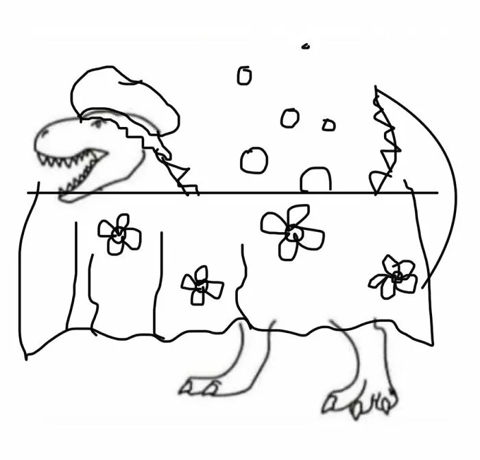"Complete This Image In A Way That Proves You Won’t Be Replaced By AI": 30 People Finish A T-Rex Sketch In A Way AI Wouldn't
