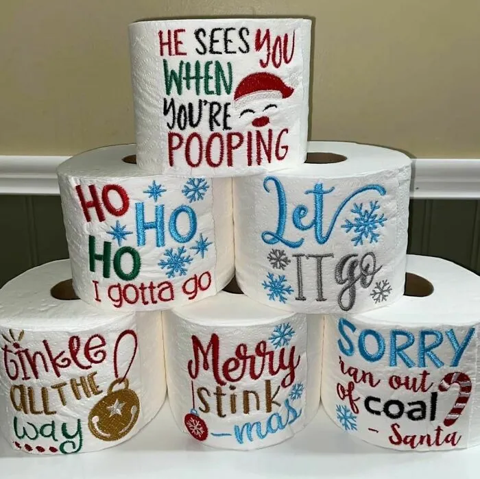 Yes, It Is Embroidered Toilet Paper. Great White Elephant Gift 