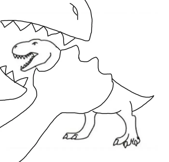 "Complete This Image In A Way That Proves You Won’t Be Replaced By AI": 30 People Finish A T-Rex Sketch In A Way AI Wouldn't