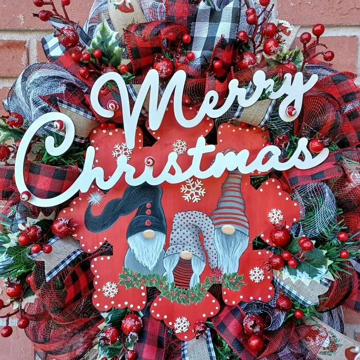 Gnome Wreath I Made With The Gnomes Painted On A Wood Snowflake From Dollar Tree