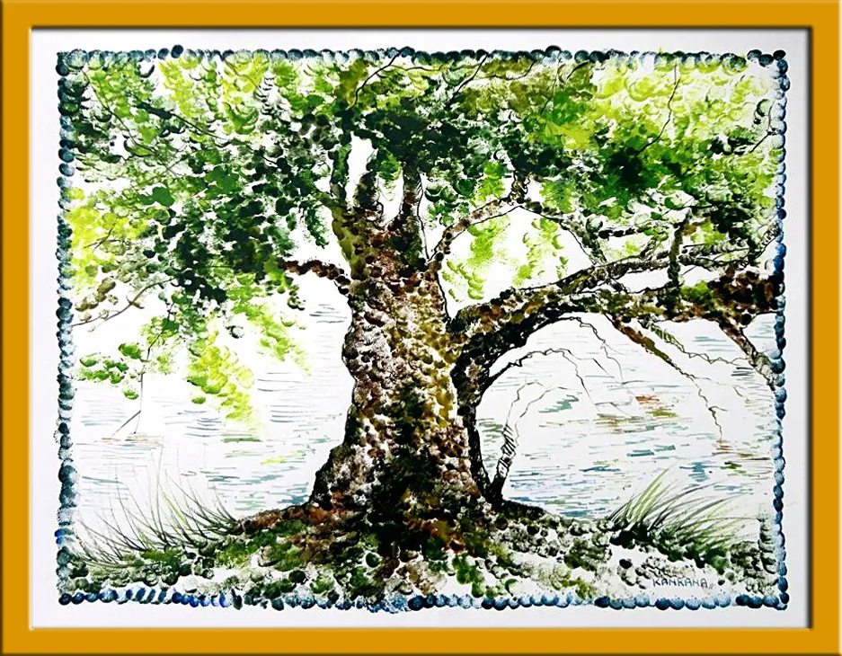 Nature Handmade Paintings Mixed Media On Paper By Kankana Pal