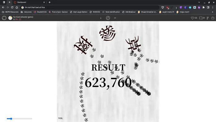 A Great Score On A Fun Game That I Play At School Sometimes. Here's The Link, See How High A Score You Can Get.  Https://Openprocessing.org/Sketch/769137/