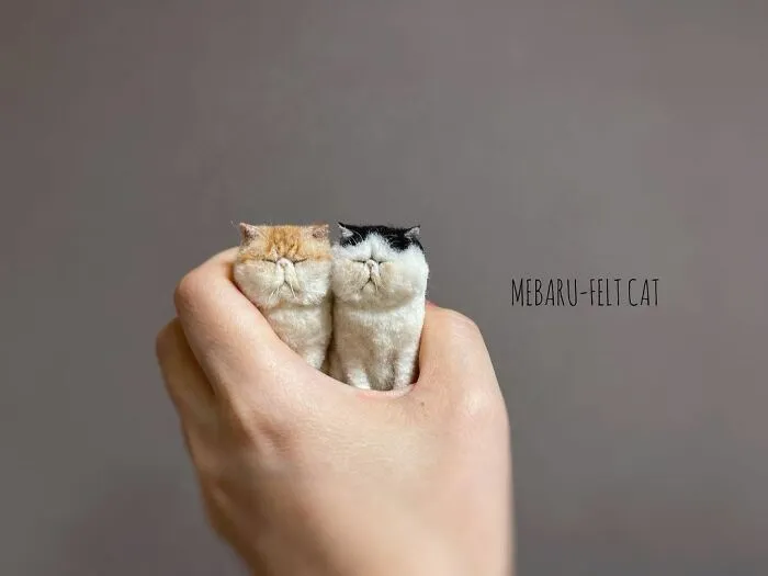 This Artist Makes Realistic-Looking Felted Little Cats In Various Signature Cat Poses (45 Pics)