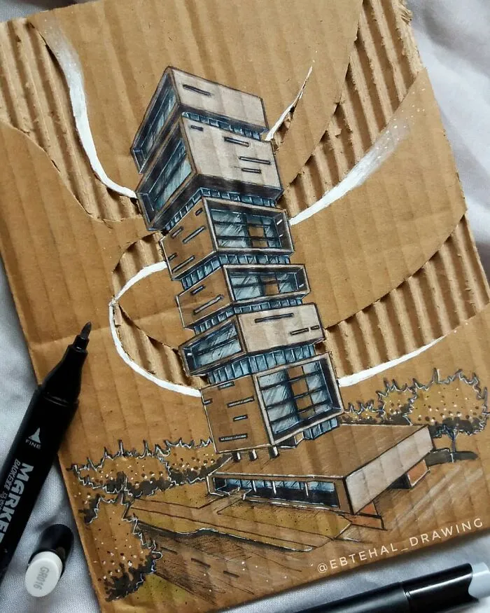 Here Are 26 3D Building Cardboard Artworks Made By This Student Of Architecture