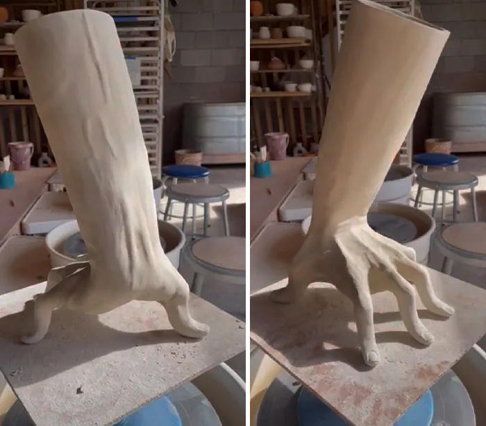 Mi vaso de cerámica con forma de mano, versión 2