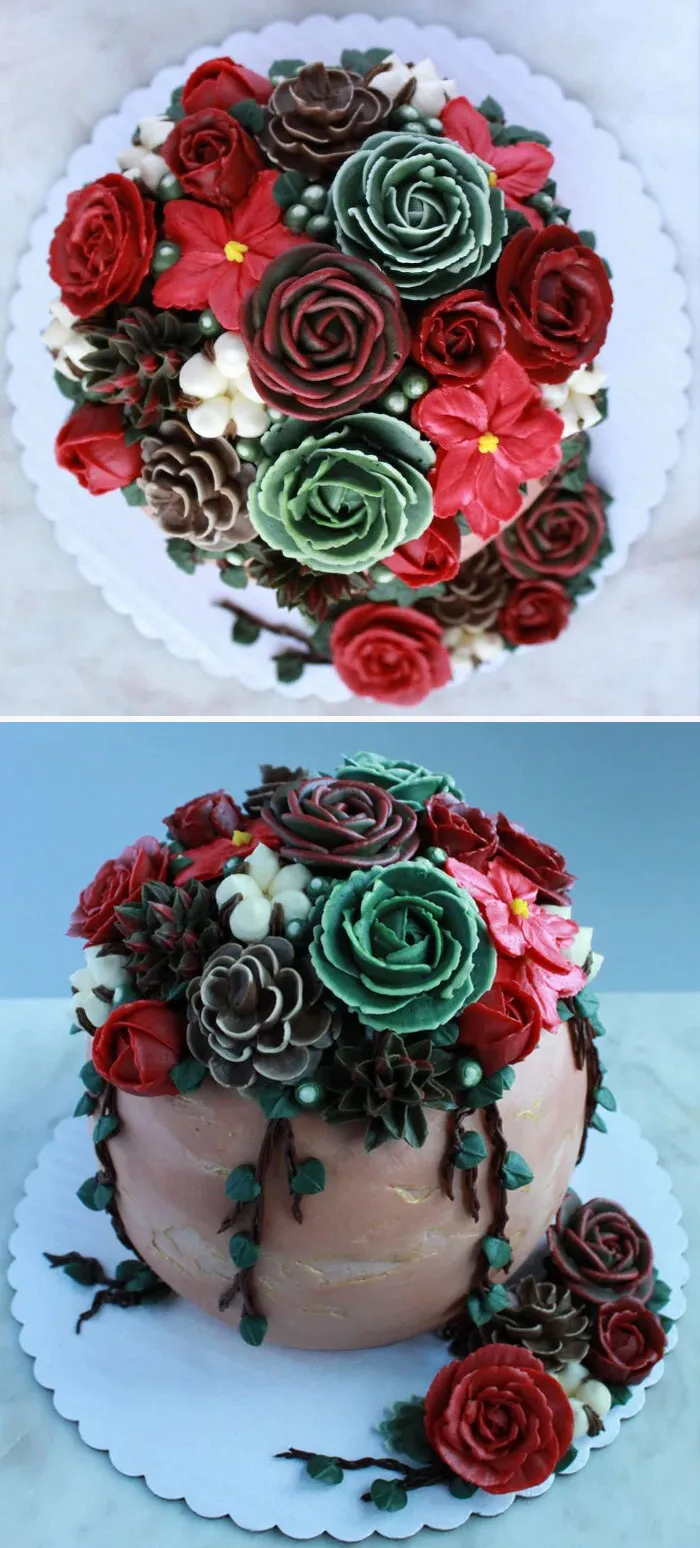 This Past Christmas Was A Blur And Didn't Feel Christmassy Enough, So I Tried To Evoke The Spirit Of The Season In Cake Form