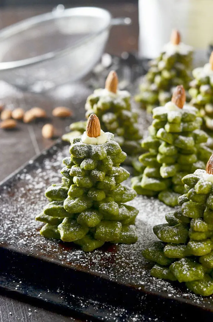 Matcha Cookie Christmas Tree Stacks