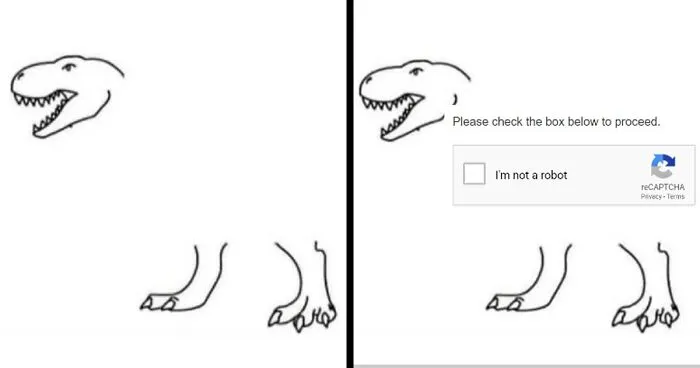 "Complete This Image In A Way That Proves You Won’t Be Replaced By AI": 30 People Finish A T-Rex Sketch In A Way AI Wouldn't