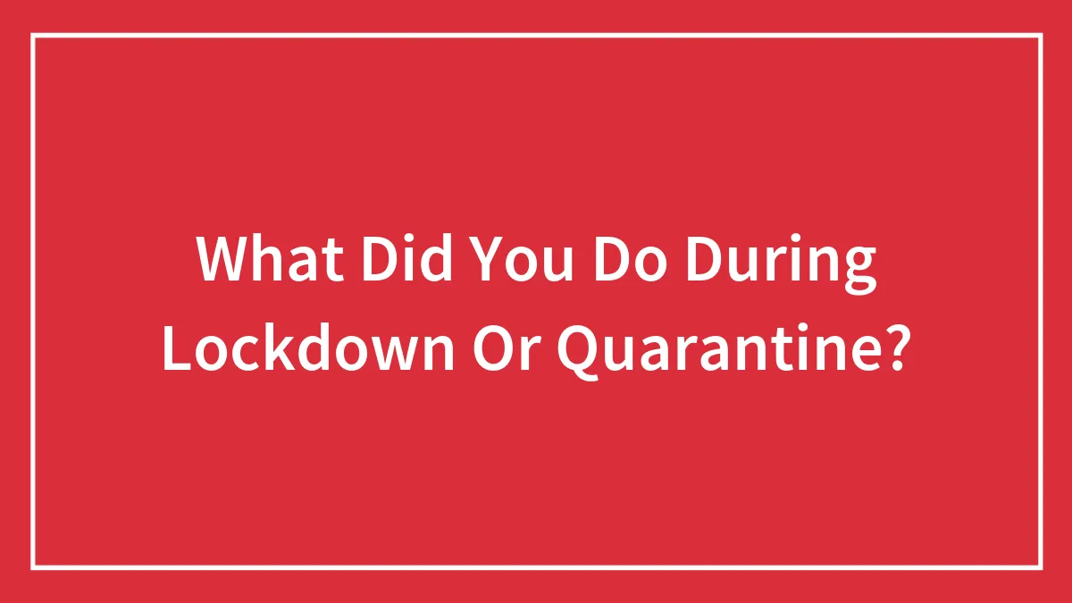 What Did You Do During Lockdown Or Quarantine?