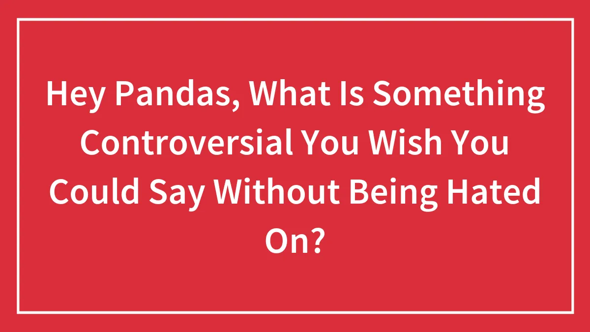 Hey Pandas, What Is Something Controversial You Wish You Could Say Without Being Hated On? (Closed)