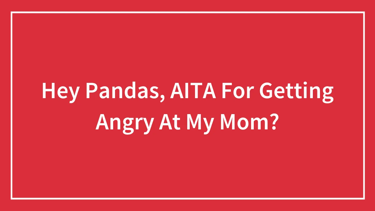 Hey Pandas, AITA For Getting Angry At My Mom? (Closed)