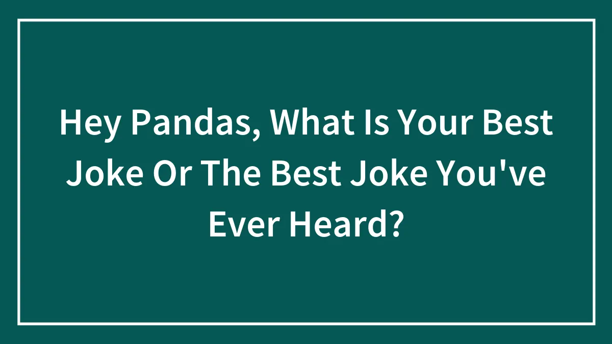 Hey Pandas, What Is Your Best Joke Or The Best Joke You've Ever Heard?