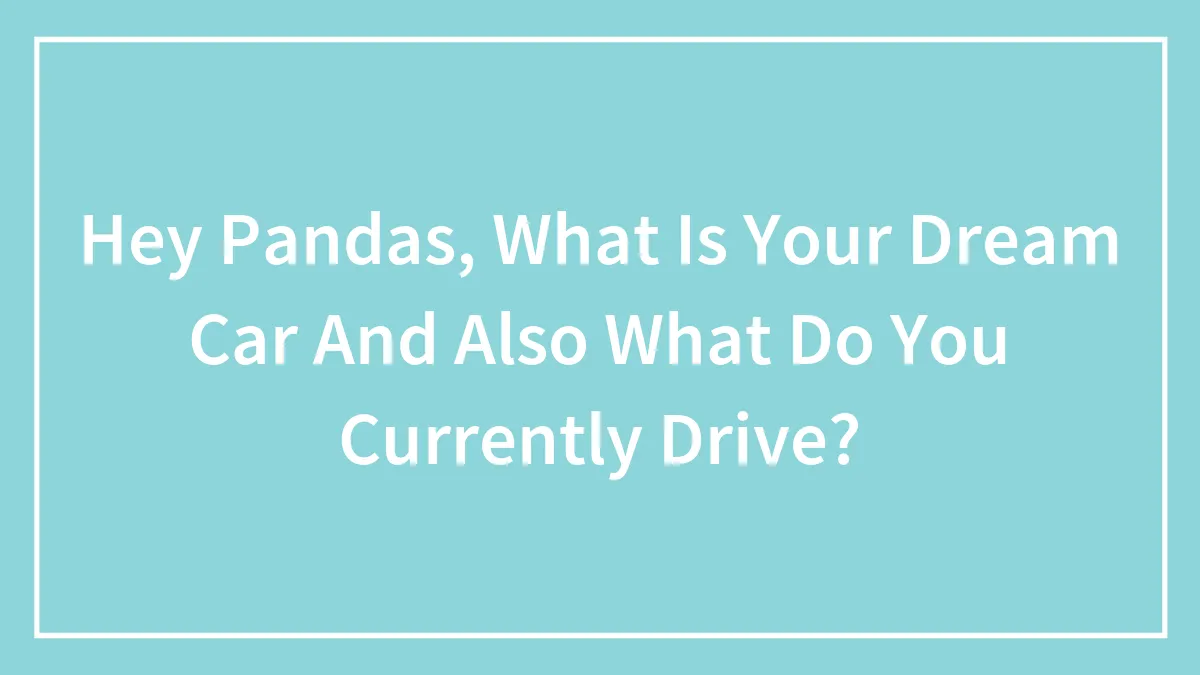 Hey Pandas, What Is Your Dream Car And Also What Do You Currently Drive?