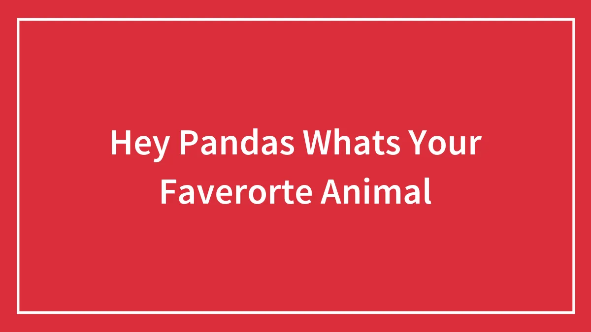 Hey Pandas Whats Your Faverorte Animal
