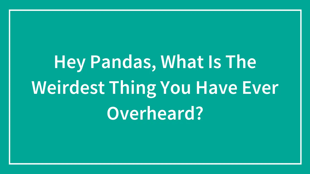 Hey Pandas, What Is The Weirdest Thing You Have Ever Overheard?