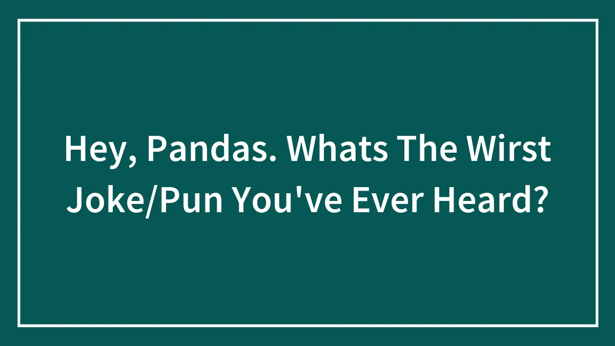Hey, Pandas. Whats The Wirst Joke/Pun You've Ever Heard?