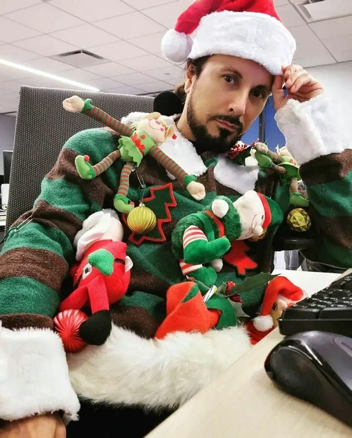 Won 1st  Prize Today At The Office, "Ugly Sweater" Contest, Very Proud To Take This Award. Gracias