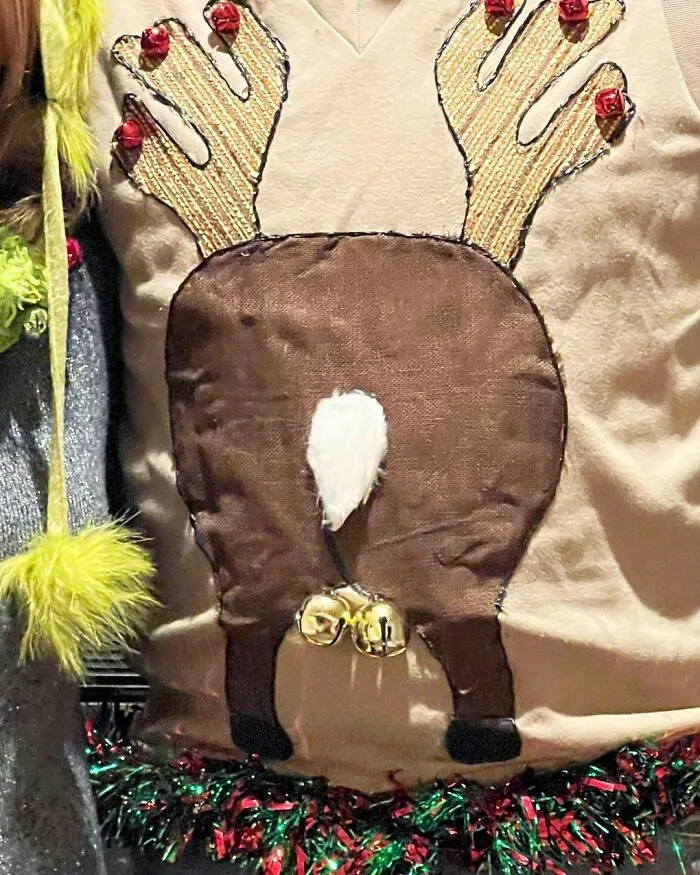 It's The Season For Ugly Christmas Sweaters And I Found This One-Of-A-Kind Jingle Balls Sweater At My Favorite Store Goodwill. Handmade And Hilarious