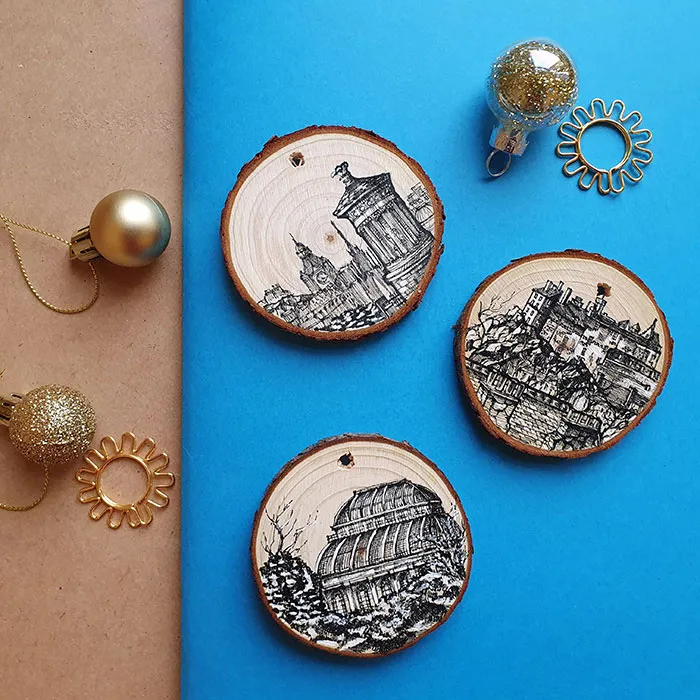 I'm An Ink Illustrator, And Recently I Tried Making Some Christmas Ornaments