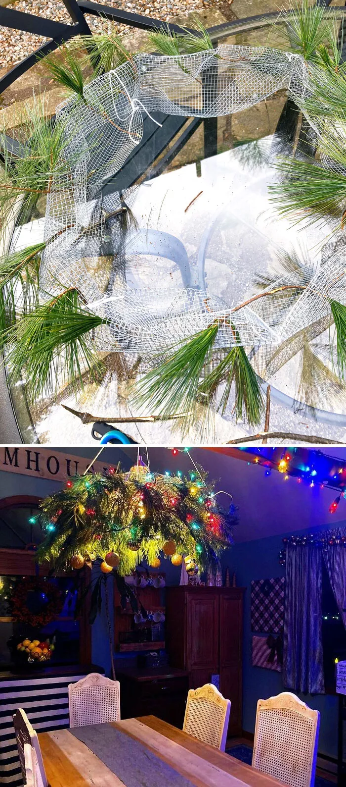 A Christmas Chandelier Made From Fallen Pine Boughs. I Love It