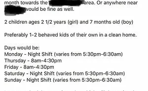 30 Of The Most Delusional Posts From Entitled Parents Looking For Nannies