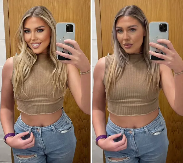 Esta mujer editó sus fotos exageradamente para demostrar la falsedad de lo que vemos en redes sociales (nuevas imágenes)