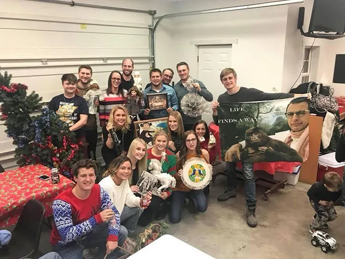 My Families Annual White Elephant Gift Exchange. Everything You See In This Picture Must Be Displayed In Our Homes For The Entire Year