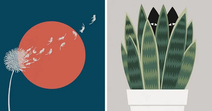 My 26 Minimal Illustrations For Plant And Cat Lovers