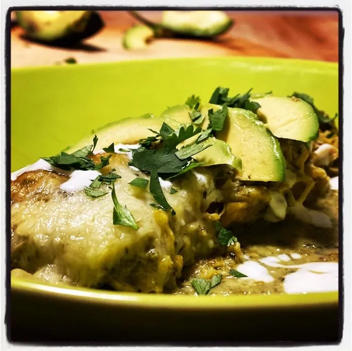 Enchiladas Carnitas With Poblano Cream Sauce