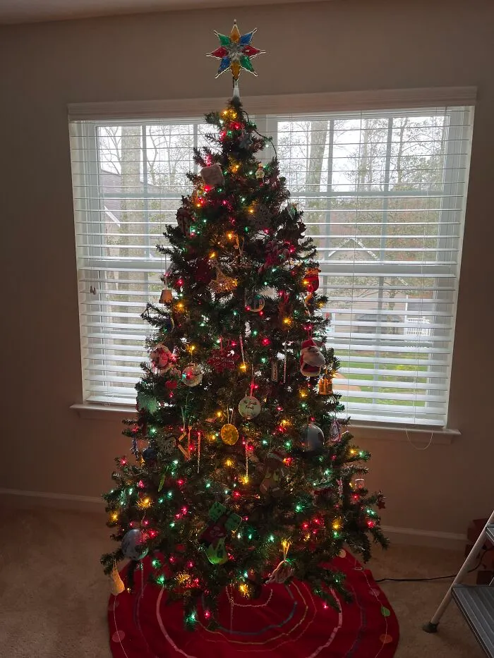 We’ve Had This Tree My Entire Life And All The Ornaments Are Either Funny Or Made By My Sister And Me