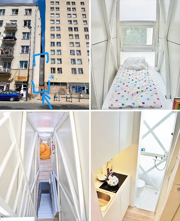 Worlds Skinniest House. 3-5 Feet Across