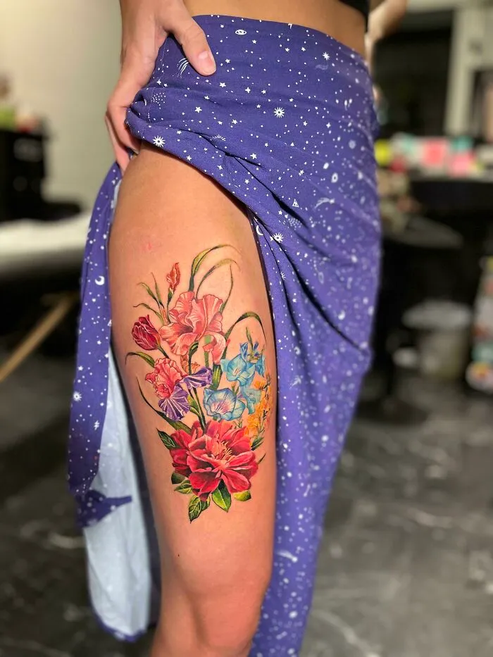 Flores hechas en First Class Tattoo, NYC