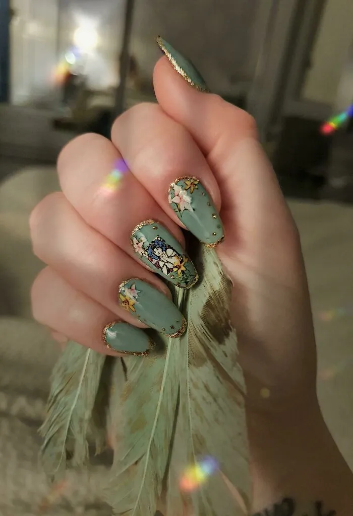 Decided To Do Some Art Nouveau Nails, Vintage Vibes