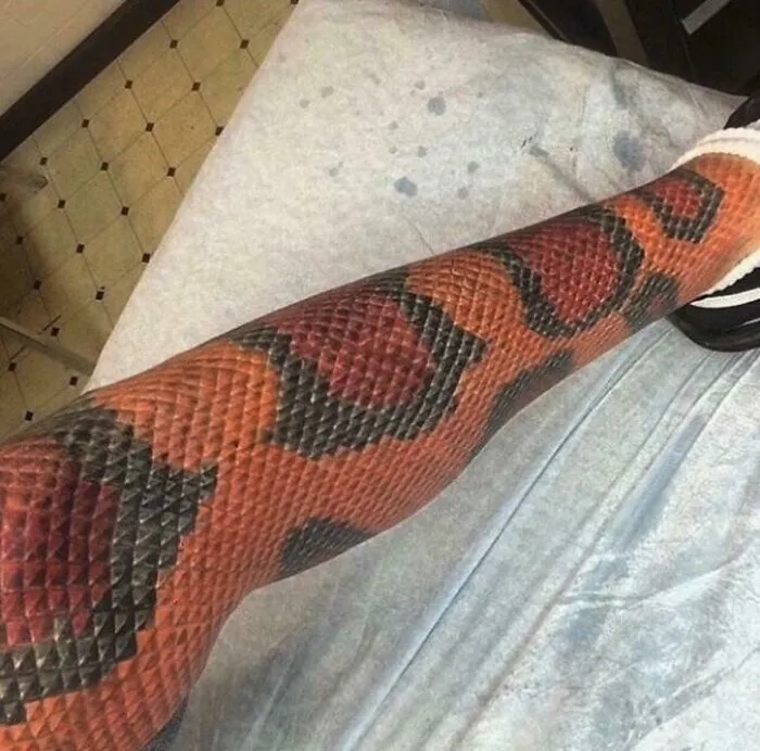 This Snake Skin Tattoo On Some Dude’s Leg