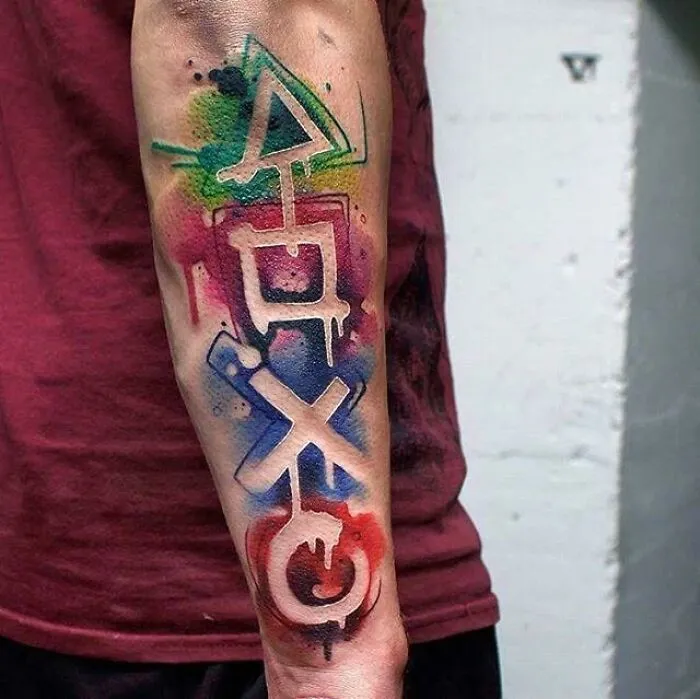 Tatuaje de acuarela de Playstation