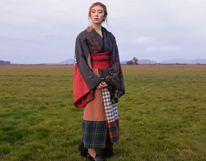 Soy mitad escocesa, mitad japonesa. Cosí este kimono a mano usando camisas de vestir de hombre y calzoncillos boxer