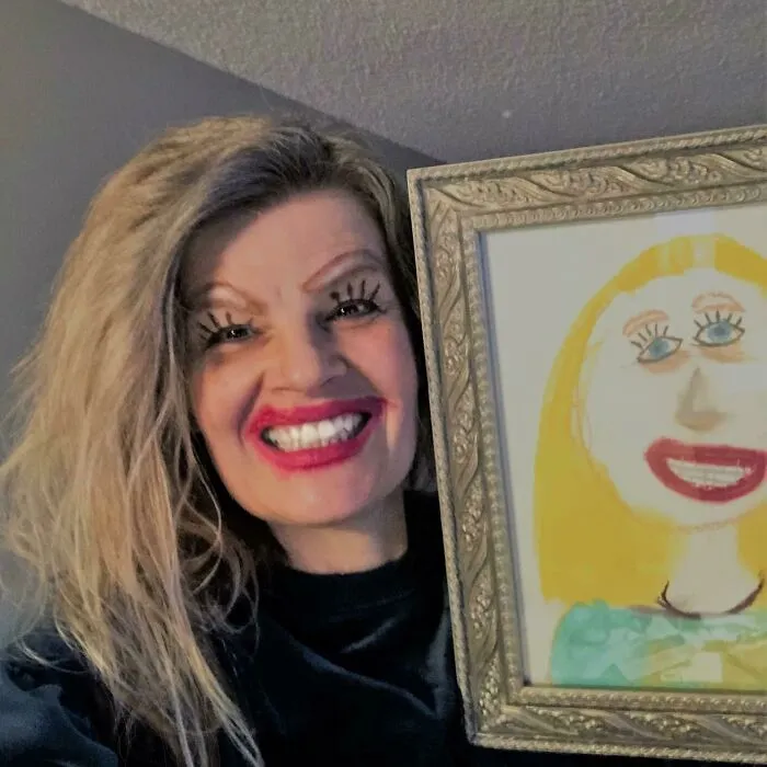 My Kid Did This Portrait Of Me Over 10 Years Ago. I Still Look The Same