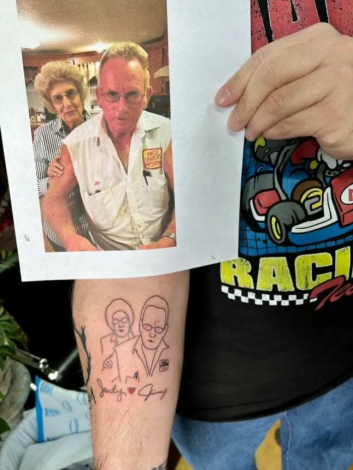 Minimalistic Portrait Of My Parents With Their Signatures