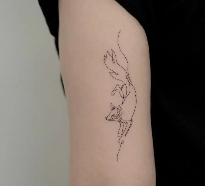 Single Line Fox Tattoo