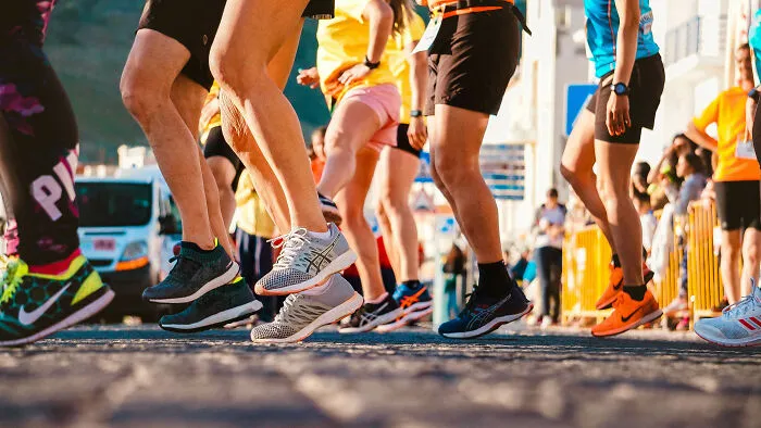 Multiple people preparing for a Marathon 