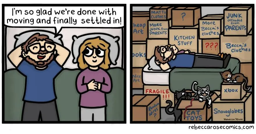 50 Funny And Cute Comics Inspired By The Artist's Life With Her Boyfriend And 3 Cats