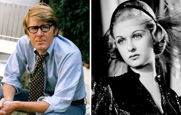 Alan wearing blue shirt (left), Joan wearing black dress (right)