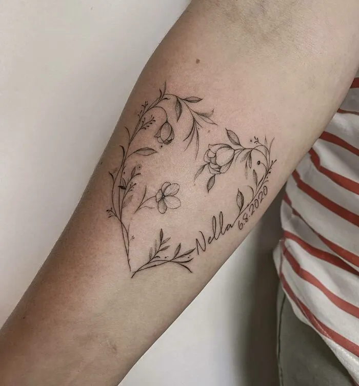 Flowers Heart Tattoo