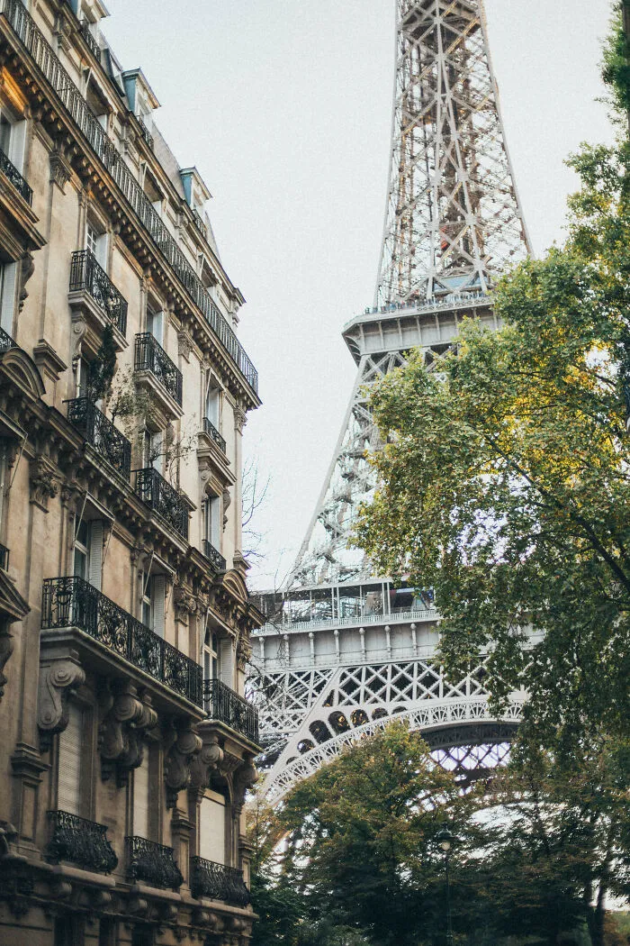 The Eiffel tower picture from the street 